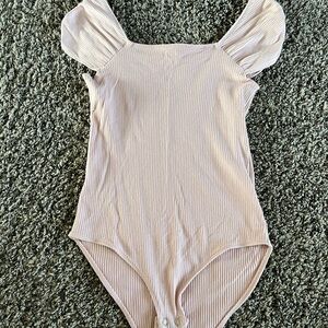 Maurices Pink Bodysuit with Puffed Sleeves